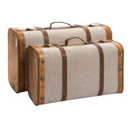 Truhensatz DKD Home Decor 60 x 24 x 37,5 cm Leinwand natürlich Beige Holz Kolonial