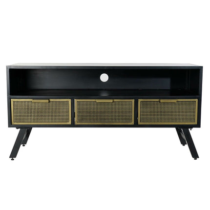 TV-Möbel DKD Home Decor 8424001820511 Schwarz Gold Metall Raster (125 x 41 x 62 cm)