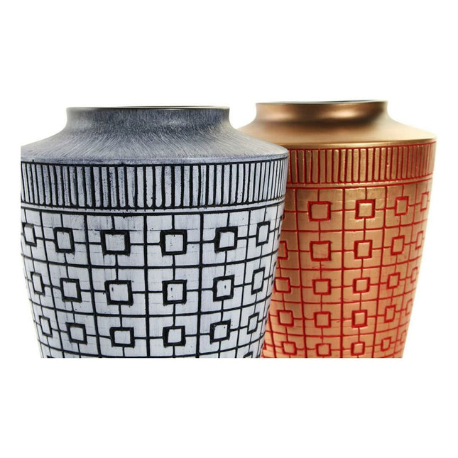 Vase DKD Home Decor 8424001822065 Rot Blau Gold Harz 17 x 17 x 20 cm Orientalisch (2 Stück)
