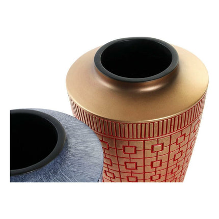Vase DKD Home Decor 8424001822065 Rot Blau Gold Harz 17 x 17 x 20 cm Orientalisch (2 Stück)