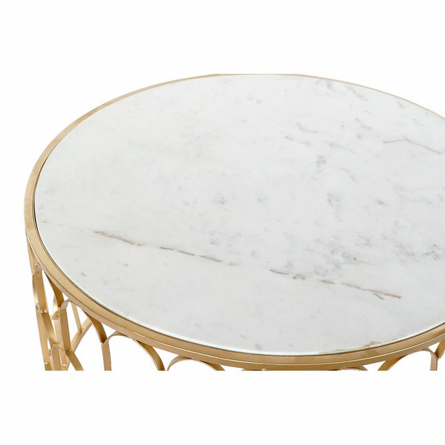 Beistelltisch DKD Home Decor 8424001823222 Gold Weiß Marmor Eisen (87 x 87 x 51,5 cm)