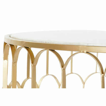 Beistelltisch DKD Home Decor 8424001823222 Gold Weiß Marmor Eisen (87 x 87 x 51,5 cm)