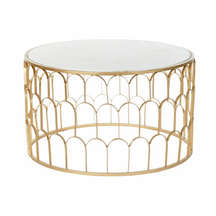 Beistelltisch DKD Home Decor 8424001823222 Gold Weiß Marmor Eisen (87 x 87 x 51,5 cm)
