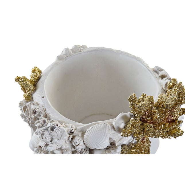 Blumentopf DKD Home Decor Damen Gold Weiß Harz Neoklassisch (23 x 23 x 30 cm)