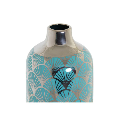 Vase DKD Home Decor 13 x 13 x 26 cm Porzellan türkis Orientalisch Verchromt