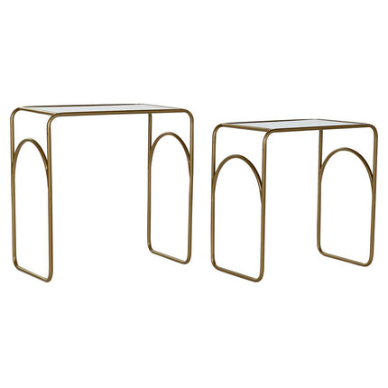 2nd-Set Tischchen DKD Home Decor Kristall Gold Metall (55 x 30 x 55 cm)