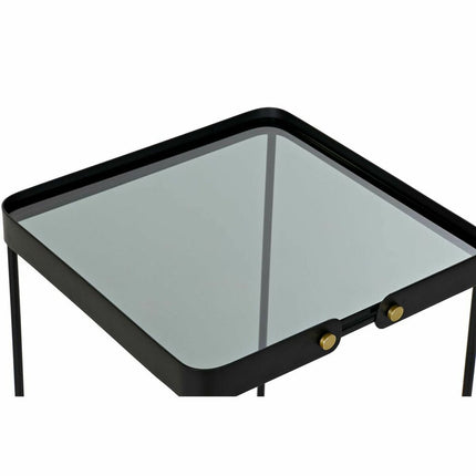 2nd-Set Tischchen DKD Home Decor Kristall Schwarz Gold Metall (42 x 42 x 56 cm)