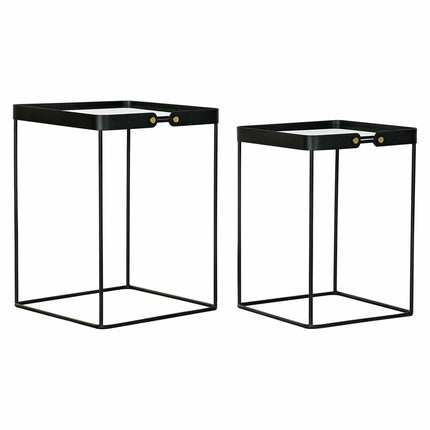 2nd-Set Tischchen DKD Home Decor Kristall Schwarz Gold Metall (42 x 42 x 56 cm)