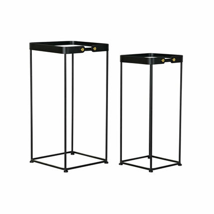 2nd-Set Tischchen DKD Home Decor Kristall Schwarz Metall (31 x 31 x 64 cm) (2 pcs)