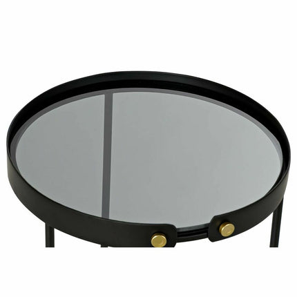 2nd-Set Tischchen DKD Home Decor Kristall Schwarz Gold Metall (38 x 38 x 59 cm)