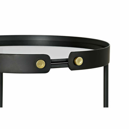 2nd-Set Tischchen DKD Home Decor Kristall Schwarz Gold Metall (38 x 38 x 59 cm)