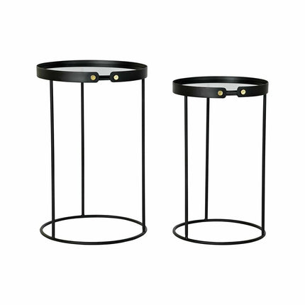 2nd-Set Tischchen DKD Home Decor Kristall Schwarz Gold Metall (38 x 38 x 59 cm)