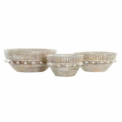 Tischdekoration DKD Home Decor 30,5 x 30,5 x 12,7 cm Hellbraun Kolonial (3 Stücke)