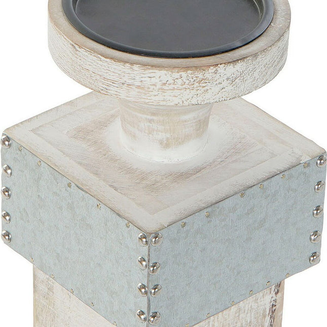 Kerzenschale DKD Home Decor Weiß Mango-Holz (16.5 x 16.5 x 61 cm)