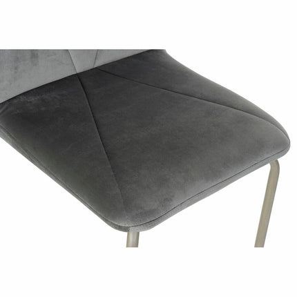 Esszimmerstuhl DKD Home Decor Grau Metall Polyester (44 x 46 x 90 cm)