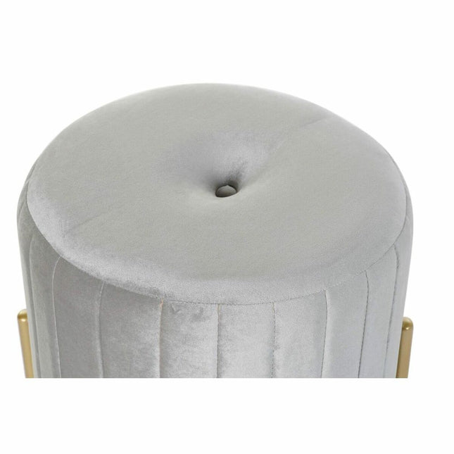 Fußstütze DKD Home Decor Grau Gold Metall Samt Velvet (44 x 44 x 46 cm)