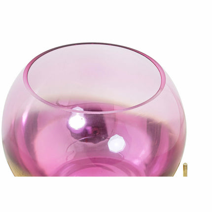 Kerzenschale DKD Home Decor 8424001830619 19 x 19 x 20,5 cm Kristall Rosa Gold Metall