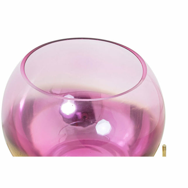 Kerzenschale DKD Home Decor 8424001830619 19 x 19 x 20,5 cm Kristall Rosa Gold Metall