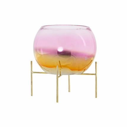 Kerzenschale DKD Home Decor 8424001830619 19 x 19 x 20,5 cm Kristall Rosa Gold Metall