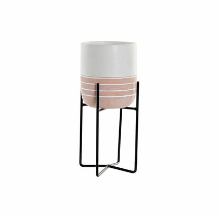 Blumentopf DKD Home Decor 8424001831067 11 x 11 x 23,2 cm aus Keramik Schwarz Metall Braun Weiß Boho