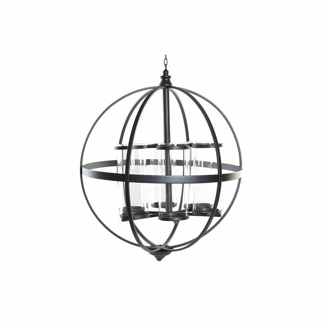 Kerzenschale DKD Home Decor Schwarz Metall Kristall (60 x 60 x 73 cm)