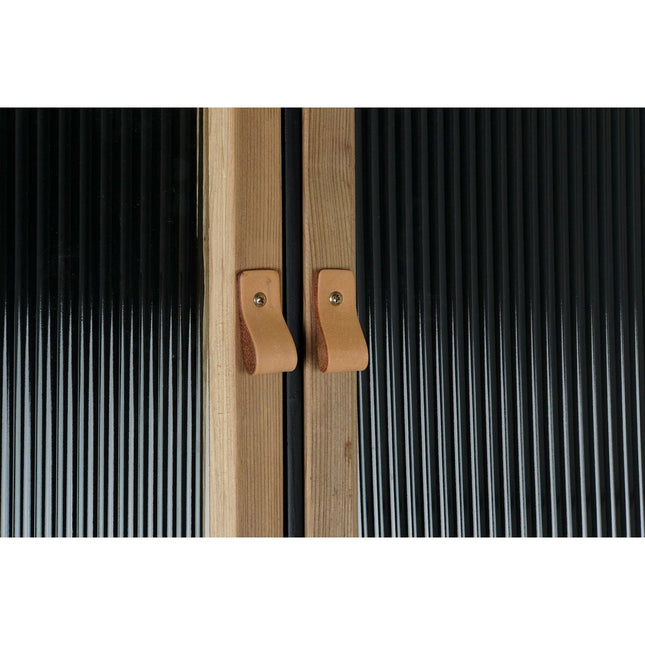 Schrank DKD Home Decor Schwarz Holz Metall Kristall (80 x 35 x 180 cm)