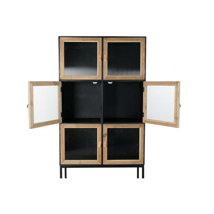 Schrank DKD Home Decor Schwarz Holz Metall Kristall (80 x 35 x 180 cm)