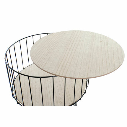 Beistelltisch DKD Home Decor natürlich Schwarz MDF Eisen (49 x 49 x 51,5 cm)