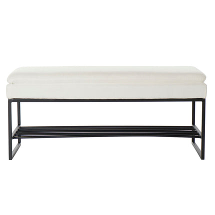 Bettfußbank DKD Home Decor Schwarz Beige Polyester Eisen (80 x 36 x 35 cm)