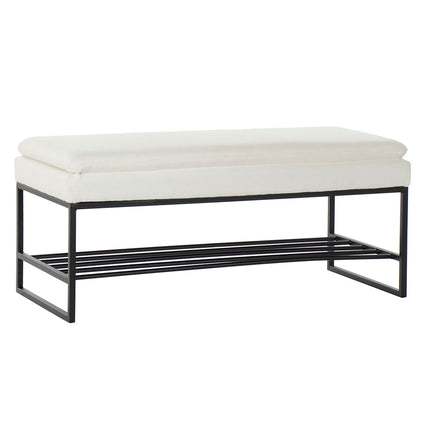 Bettfußbank DKD Home Decor Schwarz Beige Polyester Eisen (80 x 36 x 35 cm)