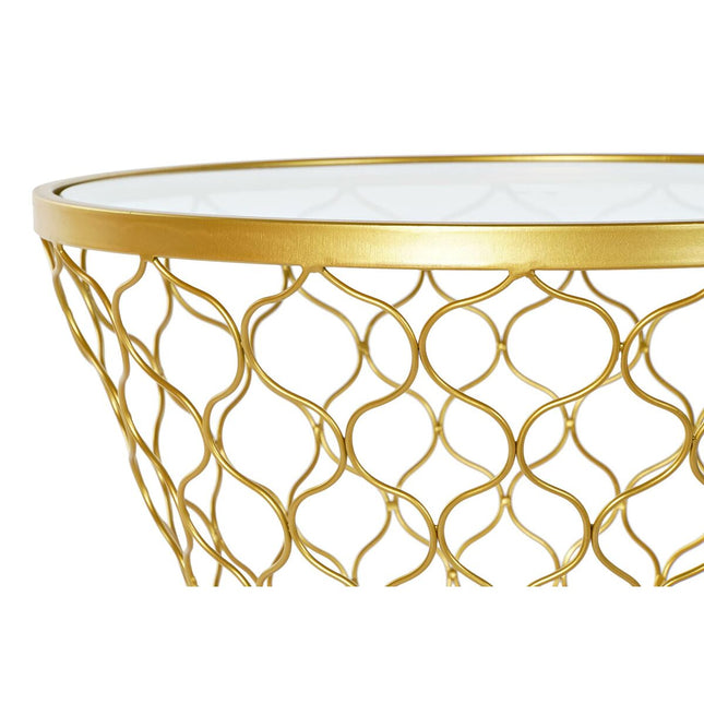 Beistelltisch DKD Home Decor Kristall Gold Metall (46 x 46 x 65 cm)
