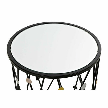 2nd-Set Tischchen DKD Home Decor Spiegel Silberfarben Schwarz Gold Metall (46 x 46 x 59,5 cm)