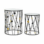 2nd-Set Tischchen DKD Home Decor Spiegel Silberfarben Schwarz Gold Metall (46 x 46 x 59,5 cm)