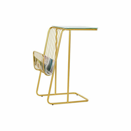 Tisch mit integriertem Zeitungsständer DKD Home Decor 46,5 x 30 x 61 cm Kristall Gold Metall