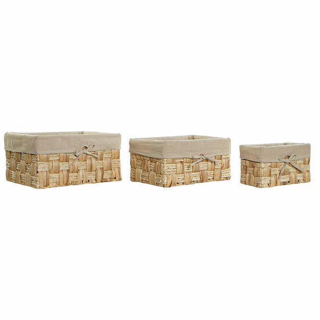 Korb-Set DKD Home Decor Leinen Faser Bali (3 pcs)