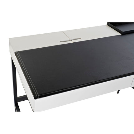 Schreibtisch DKD Home Decor Schwarz Metall MDF Weiß PU (110 x 55 x 76 cm)