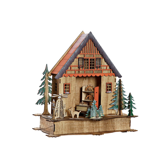 Weihnachtsschmuck DKD Home Decor Haus Holz (27 x 13,5 x 28 cm)