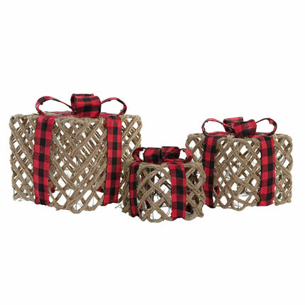 Geschenkbox DKD Home Decor Weihnachten Jute (3 pcs) (26 x 26 x 31 cm)