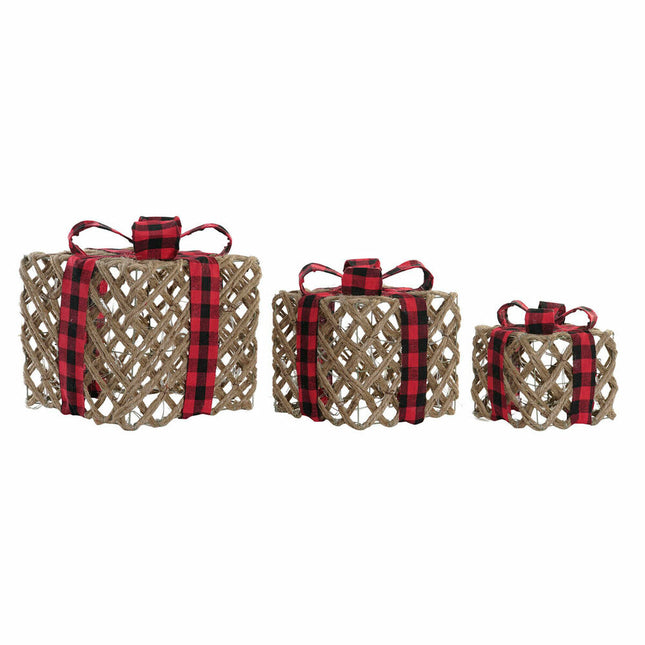 Geschenkbox DKD Home Decor Weihnachten Jute (3 pcs) (26 x 26 x 31 cm)