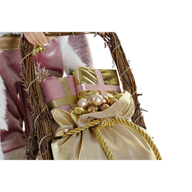 Weihnachtsschmuck DKD Home Decor Rosa Gold Holz Weihnachtsmann (42 x 25 x 48 cm)