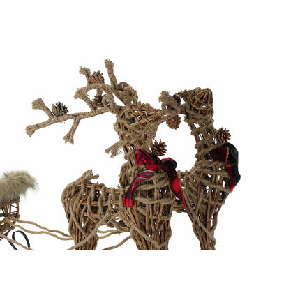 Schlitten DKD Home Decor Braun Jute Metall korb Kunststoff 33 x 64 x 37 cm (3 Stücke)