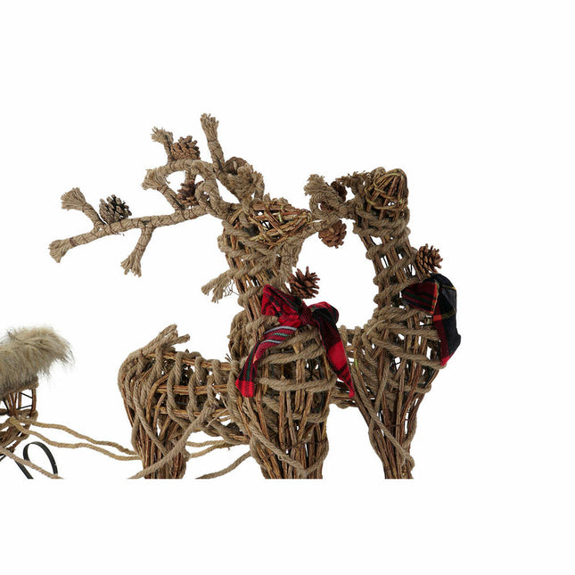Schlitten DKD Home Decor Braun Jute Metall korb Kunststoff 33 x 64 x 37 cm (3 Stücke)