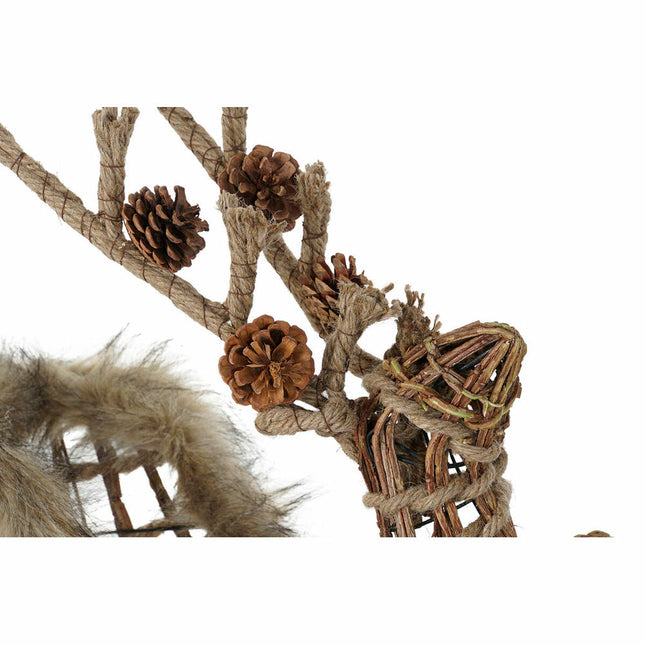Schlitten DKD Home Decor Braun Jute Metall korb Kunststoff Rentier 63 x 20 x 52 cm