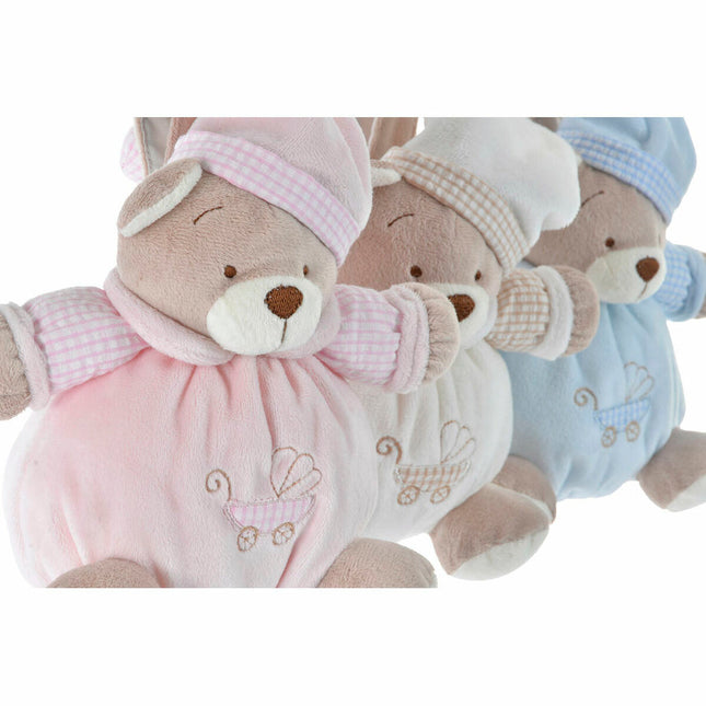 Plüschbär DKD Home Decor 13 x 12 x 20 cm Beige Himmelsblau Hellrosa Bär Musikalisch (3 Stücke)