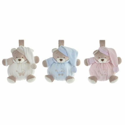 Plüschbär DKD Home Decor 13 x 12 x 20 cm Beige Himmelsblau Hellrosa Bär Musikalisch (3 Stücke)