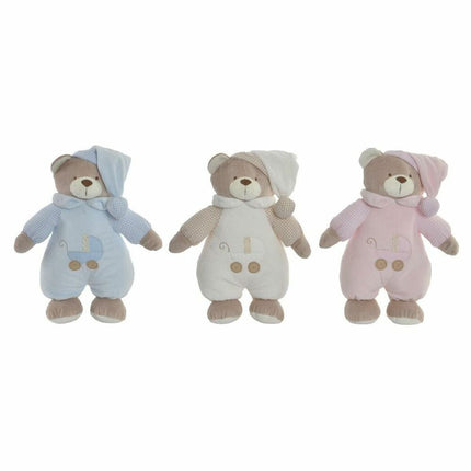 Plüschbär DKD Home Decor Beige Rosa Himmelsblau Hellrosa Metall Musikalisch Für Kinder Bär 30 x 40 cm 16 x 12 x 30 cm (3 Stücke)