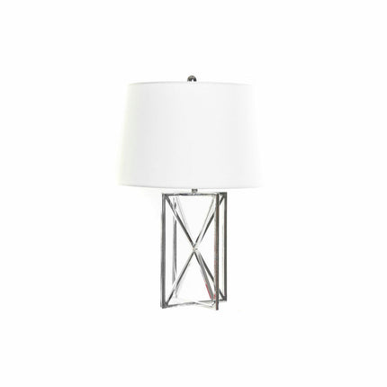 Tischlampe DKD Home Decor Weiß Silber Polyester Metall 220 V 50 W (38 x 38 x 58 cm)