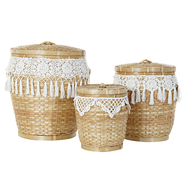 Korb-Set DKD Home Decor Bambus 39 x 39 x 45 cm Boho
