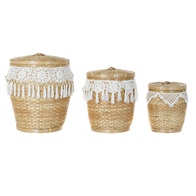Korb-Set DKD Home Decor Bambus 39 x 39 x 45 cm Boho