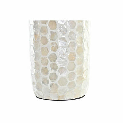 Vase DKD Home Decor Mosaik Beige Weiß Perlmutt Bambus (14 x 14 x 63 cm)